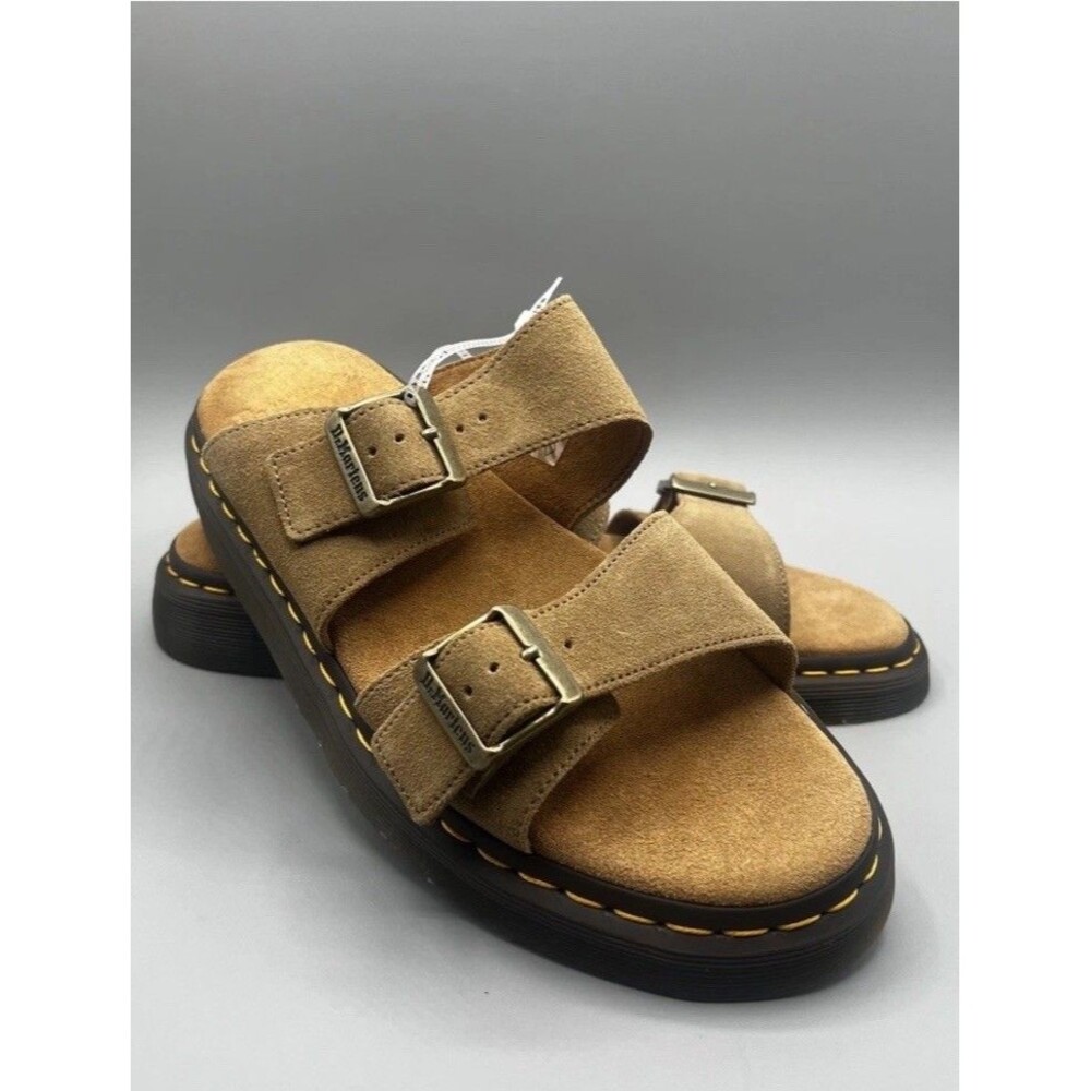 Dr. Martens Josef Sandals Tan Suede Leather Buckle Slide Mens 7M NWOB